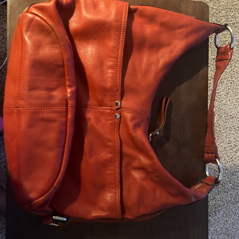 Tignanello Red Leather Hobo Bag